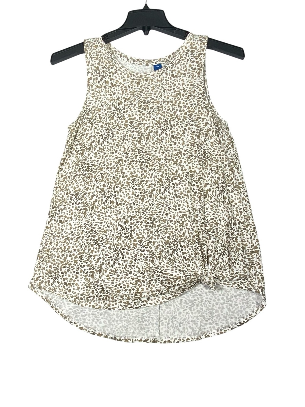 Old Navy Luxe Sleeveless Tank Top Women's S Leopard Print Knotted Hem Casual